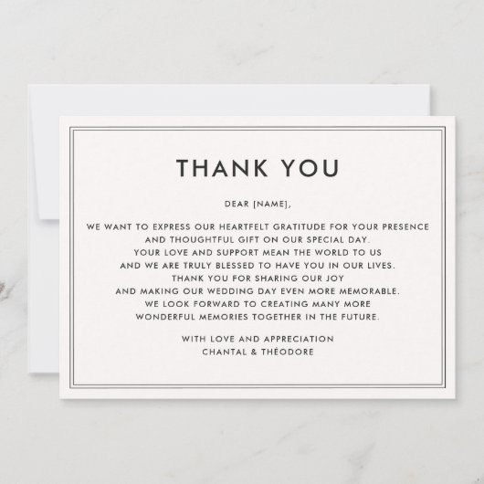 Oud geld | Rustige luxe | Wedding Dank je wel kaar Kaart (Voorkant)