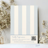 Oud Geld Stofblauw Strepen QR Code Chic Bruiloft Kaart