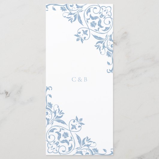  Oud Geld Stoffig Blauw Elegant Trouwmenu Menu (Achterkant)