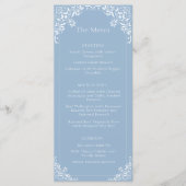 Oud Geld Stoffig Blauw Elegant Trouwmenu Menu (Voorkant)