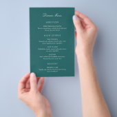 Oud Geld Teal Klassiek Huwelijksmenu Flyer (Hand)