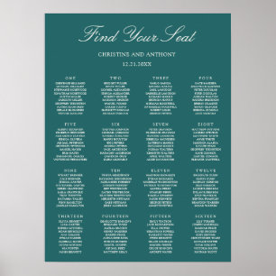 Oud Geld Teal Klassiek Trouwstoelenoverzicht Poster