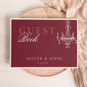 Oud geld thema Diep rood Retro Bruiloft Gastenboek