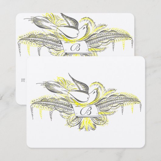 OUD GELD, TORTELDUIFJES, RSVP KAARTJE (Voorkant / Achterkant)