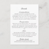 Oud Geld, transparant/neutraal tas, Bruiloftsdetai Informatiekaartje (Voorkant)