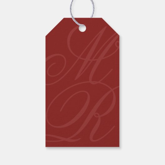 Oud Geld Vet Rode Monogram Trouwen Dank u Cadeaulabel (Achterkant)