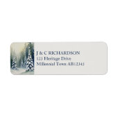 Oud Geld Winter Dennenbos Retouradres Etiket (Voorkant)
