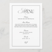 Oud Geld Zwart en Wit Huwelijksmenu Kaart (Voorkant)