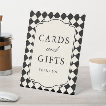 Oud geld zwart geruit trouwkaarten & cadeaus