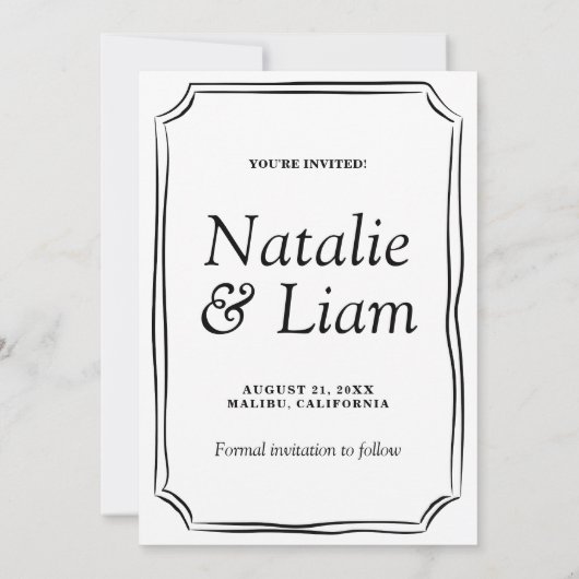 Oud Geld Zwart & Wit Lijst Retro Trouwen Save The Date (Achterkant)