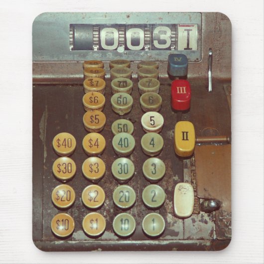 Oud geldregister - Antiek kasregister Muismat (Voorkant)