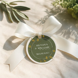 Oud Gele Floral Elegant Groen Rustiek Bedankjes Labels