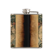 oud Geschiedenis-Omvergooienontwerp van de Wereld Heupfles (Achterkant)