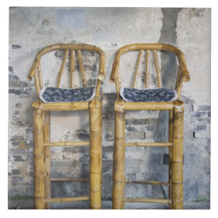 Oud gestileerde bamboe stoelen, Xitang, Zhejiang, Tegeltje