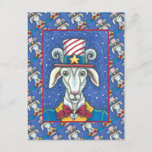 OUD GOAT UNCLE SAM, FUNNY BOERDERIJ PATRIOTIC BILL BRIEFKAART