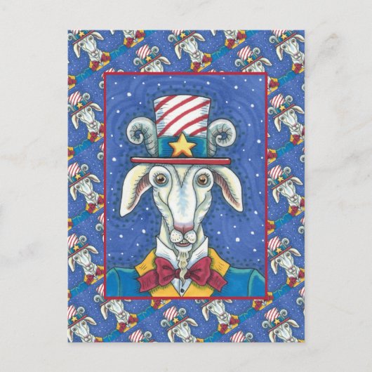 OUD GOAT UNCLE SAM, FUNNY BOERDERIJ PATRIOTIC BILL BRIEFKAART (Voorkant)