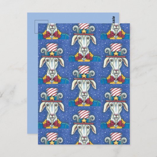OUD GOAT UNCLE SAM, FUNNY BOERDERIJ PATRIOTIC BILL BRIEFKAART (Voorkant / Achterkant)