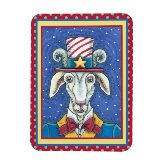 OUD GOAT UNCLE SAM, FUNNY BOERDERIJ PATRIOTIC BILL MAGNEET (Verticaal)