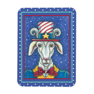 OUD GOAT UNCLE SAM, FUNNY BOERDERIJ PATRIOTIC BILL MAGNEET