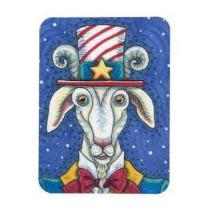 OUD GOAT UNCLE SAM, FUNNY BOERDERIJ PATRIOTIC BILL MAGNEET