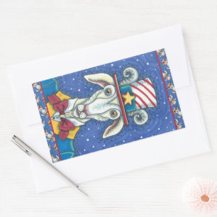 OUD GOAT UNCLE SAM, FUNNY BOERDERIJ PATRIOTIC BILL RECHTHOEKIGE STICKER