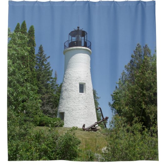 Oud gordijn met de vuurtoren van Presque Isle (Voorkant)