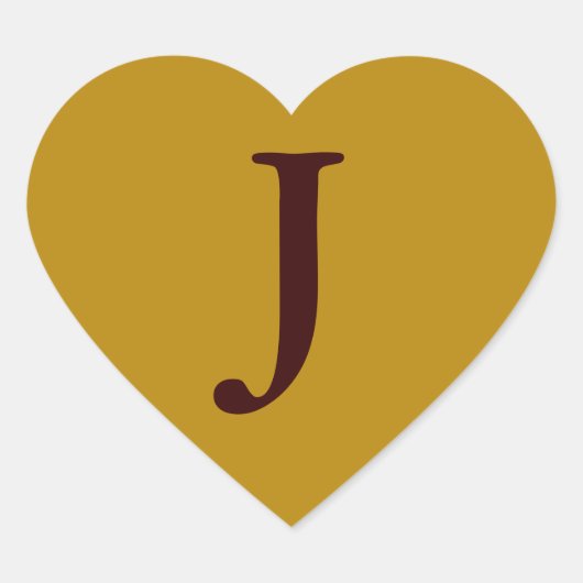 oud goud met letter J Hart Sticker (Voorkant)