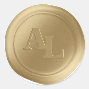 Oud Goud Wax Seal Monogram Bruiloft Stickers