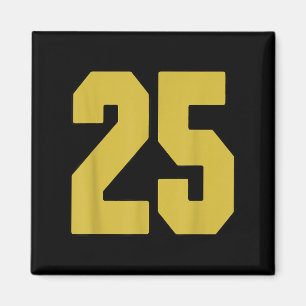 Oud Goud Zwart Nummer 25 Jersey Speler Uniform #25 Magneet