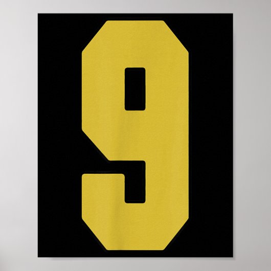 Oud Goud Zwart Nummer 9 Jersey Speler Uniform #9 Poster (Voorkant)