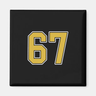 Oud Goud Zwart Wit Sport Nummer 67 Jersey Unifo Magneet