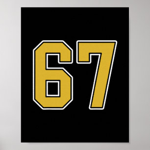 Oud Goud Zwart Wit Sport Nummer 67 Jersey Unifo Poster