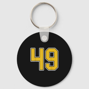 Oud Goud Zwart Wit Sporten Nummer 49 Shirt Unifo Sleutelhanger