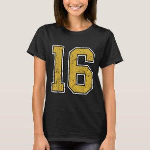 Oud Goud Zwart Wit SRTS Nummer 16 Jersey Uniform T-shirt