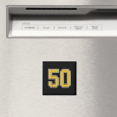 Oud Goud Zwart Wit Srts Nummer 50 Jersey Uniform Magneet (Insitu (Vaatwasser))