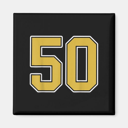 Oud Goud Zwart Wit Srts Nummer 50 Jersey Uniform Magneet (Voorkant)