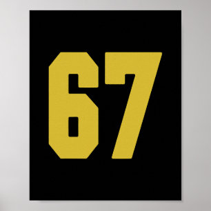 Oud Goud Zwarte Nummer 67 Jersey Speler Uniform #6 Poster