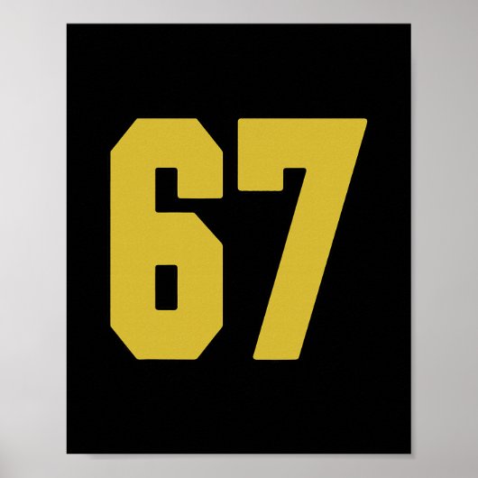 Oud Goud Zwarte Nummer 67 Jersey Speler Uniform #6 Poster (Voorkant)