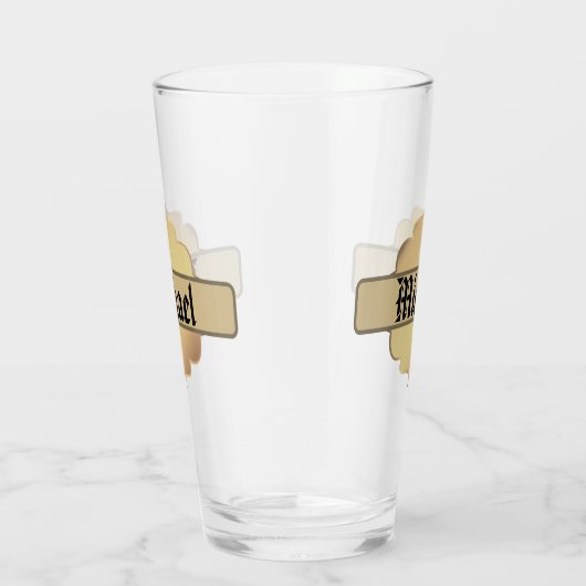 Oud gouden label met monogram glas (Rechts)