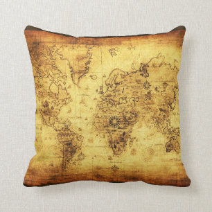  oud gouden Wereldkaart decoratiekussen Kussen