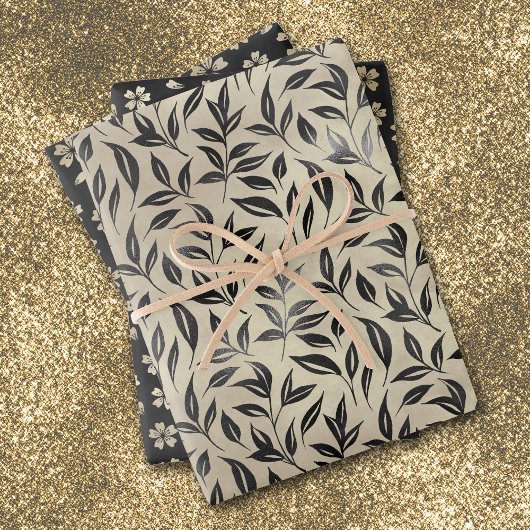 Oud gouden zilveren bloempatronen inpakpapier vel