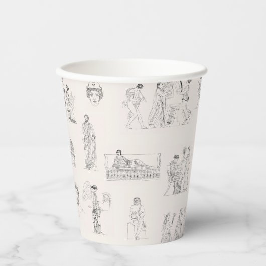 Oud Griekenland Klassiek Grieks Geschiedspatroon Papieren Bekers (Voorkant)