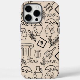 Oud-Griekenland Lijnkunstpatroon iPhone 16 Pro Max Hoesje