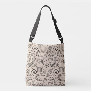 Oud-Griekenland Lijnkunstpatroon Crossbody Tas