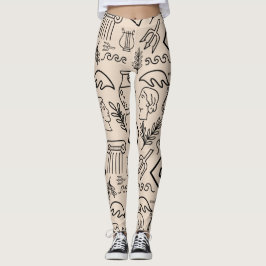 Oud-Griekenland Lijnkunstpatroon Leggings