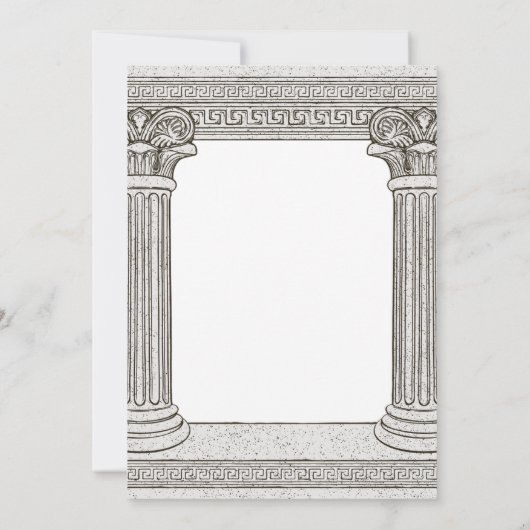 Oud-Griekenland Uitnodiging met stenen zuilen (Achterkant)