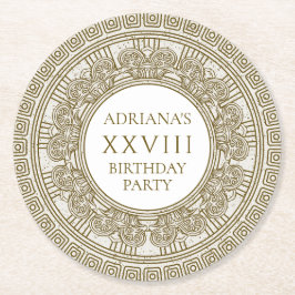 Oud Griekenland Verjaardagsfeest met stenen elemen Ronde Kartonnen Onderzetter
