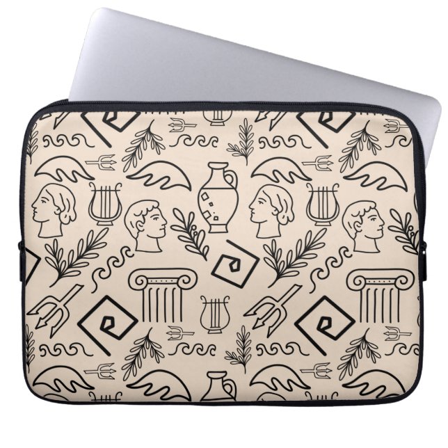 Oud-Grieks lijnkunstpatroon Laptop Sleeve (Voorkant)
