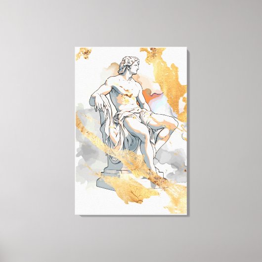 Oud Grieks man omgeven door goudmarmer Canvas Afdruk (Voorkant)