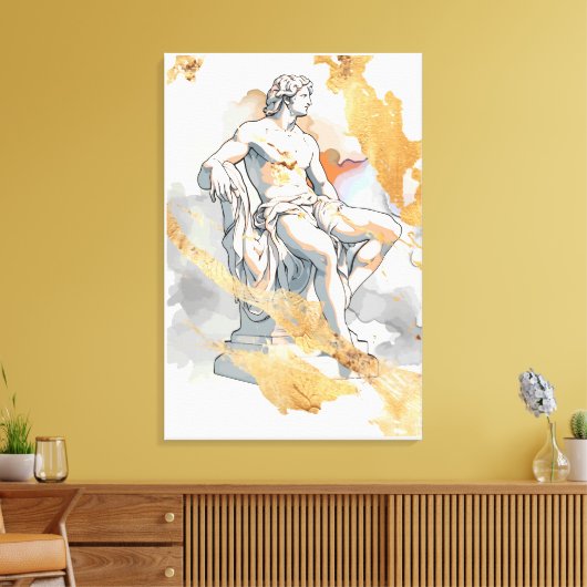 Oud Grieks man omgeven door goudmarmer Canvas Afdruk (Insitu (Woonkamer))